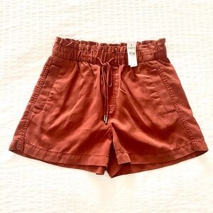 LOFT Rust Orange Pull-On Shorts XS Lyocell Drawstring Casual Summer